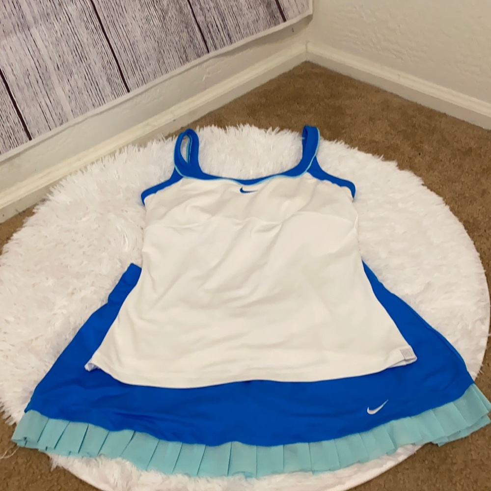 Nike Blue and White Skirt Set